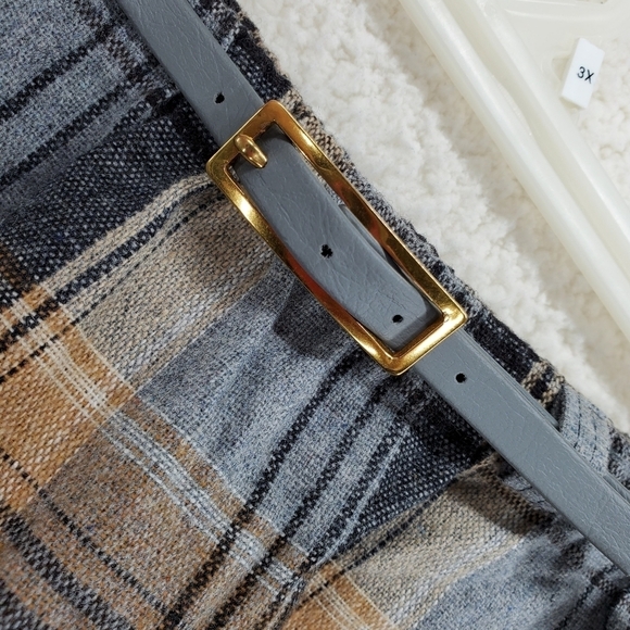 VTG Baker St Ted Martin Skirt sz 16 Plaid Gray Tan Preppy Autumn Wool Blend - Picture 6 of 13